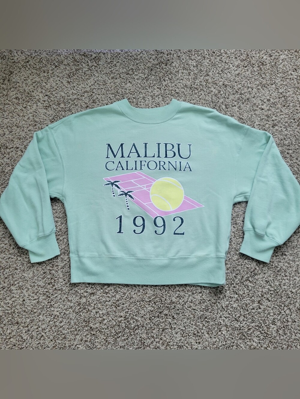 Abercrombie & Fitch Sweatshirt Malibu California Mint Green Blue Tennis Small